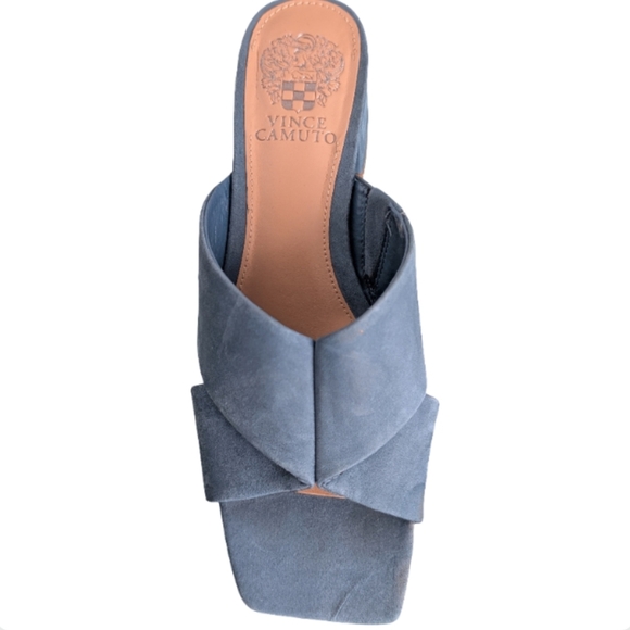 Vince Camuto Seedanta Blue Haze Suede Slide Block Heel Sandals Size 8M - Picture 3 of 11
